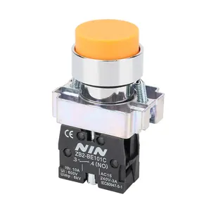 22mm Yellow Momentary Push Button Switch 1NO 10A 220V Metal Material XB2 Extended Push Button Switch