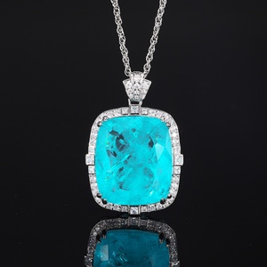 High Quality Rectangle 20*23mm Purple Cubic Zirconia Jewelry Eco-friendly Copper Large Gemstone <b>Pendant</b> Necklace for Women - Product Image 4