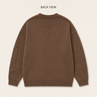 Pull en tricot à col rond pour homme personnalisé, pull à motif en relief 3D surdimensionné, étiquette privée OEM pour tenues décontractées de rue