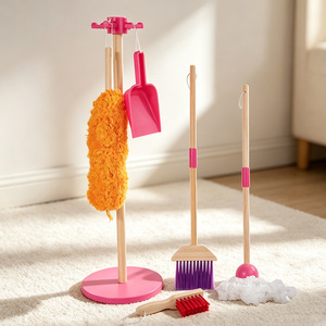 Ensemble de nettoyage rose pour enfants, jeu de simulation de tâches ménagères, jouets éducatifs précoces, <span class=keywords><strong>kit</strong></span> d'outils de nettoyage <span class=keywords><strong>en</strong></span> <span class=keywords><strong>bois</strong></span> pour enfants - Product Image 2