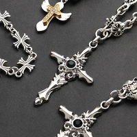 Cool Rétro Bijou Style Punk Urbain Chaîne de Perles Pendentif Personnalisé Croix Chrétienne en Acier Inoxydable Collier pour Hommes Femmes