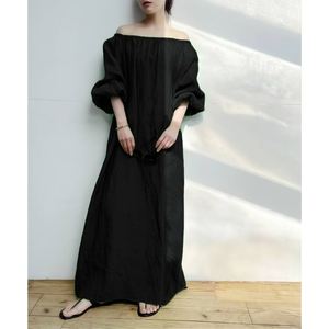 Tinta unita ampia a tracolla ampia in cotone abiti da donna alla moda - Product Image 2