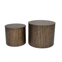 Table basse moderne à emboîter, ensemble de 2 tables, en bois d'hévéa durable et placage MDF, mobilier de salon, vente en gros OEM/ODM