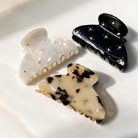 Pince à cheveux en acétate avec strass Ume 6,7 cm, style coréen élégant, pince requin pour femme, vente en gros personnalisée