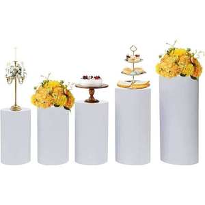 5 unids/set boda moderna redonda de hierro blanco pedestal cilindro Pedestal soporte para pastel - Product Image 6