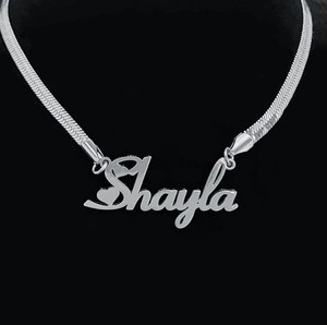 Collier avec plaque de nom en lettres, acier inoxydable personnalisé, n'importe quel nom, 11 styles de police pour les filles, choisissez des bijoux pour femmes, mode masculine - Product Image 2