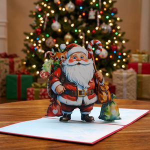 Custom 3D <b>Paper</b> Santa Pop up Greeting Card <b>Handmade</b> Offset Printed Holiday Card 15 cm X 15 cm for Christmas Viet-craft Vietnam - Product Image 3