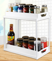 Étagère à épices coulissante à 2 niveaux pour comptoir de cuisine, rangement pour pots à épices, bouteilles et garde-manger, gain de place
