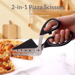 Ciseaux à pizza 2 en 1 avec spatule amovible, outil de cuisson en <span class=keywords><strong>acier</strong></span> inoxydable pour la cuisine à domicile, coupe-pizza créatif, ensemble serveur - Product Image 3