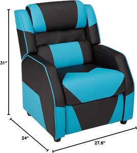 Recién llegado, <span class=keywords><strong>sillones</strong></span> reclinables azules, modernos, ajustables, de cuero PU, para cine en casa, sofá individual, silla reclinable para juegos con almohadas - Product Image 3