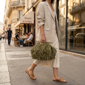 Borsa <span class=keywords><strong>da</strong></span> Spiaggia di Lusso in Rafia di Carta con Nappe, 100% Fatta a Mano, <span class=keywords><strong>Pochette</strong></span> <span class=keywords><strong>da</strong></span> <span class=keywords><strong>Sera</strong></span> per Donne - Product Image 1