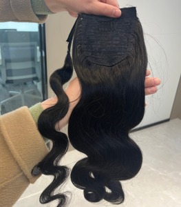 Economica Estensione di Capelli Umani Vergini Vietnamiti al 100% Body Wave Kinky Straight, Coda di Cavallo Avvolgente con Clip - Product Image 1