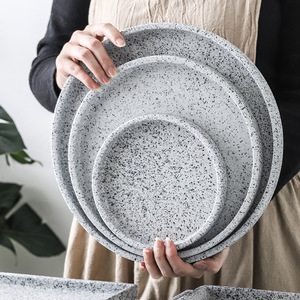 Plateau en céramique, granit et <span class=keywords><strong>marbre</strong></span> de style scandinave européen, écologique, pour <span class=keywords><strong>service</strong></span> de mariage, vaisselle créative en pierre, plateau de rangement - Product Image 2