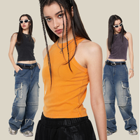 Débardeurs en coton uni pour femmes, 235 g/m², style vintage délavé, coupe ajustée, courts, sans manches, avec broderie personnalisée disponible – Vente en gros