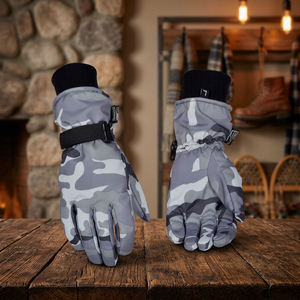 Guantes de Snowboard de Invierno con Tela Cordura, Diseño de Camuflaje, Impermeables, Aislantes, Diseño de Dedos Separados, Cierre de Gancho y Bucle, Unisex - Product Image 3