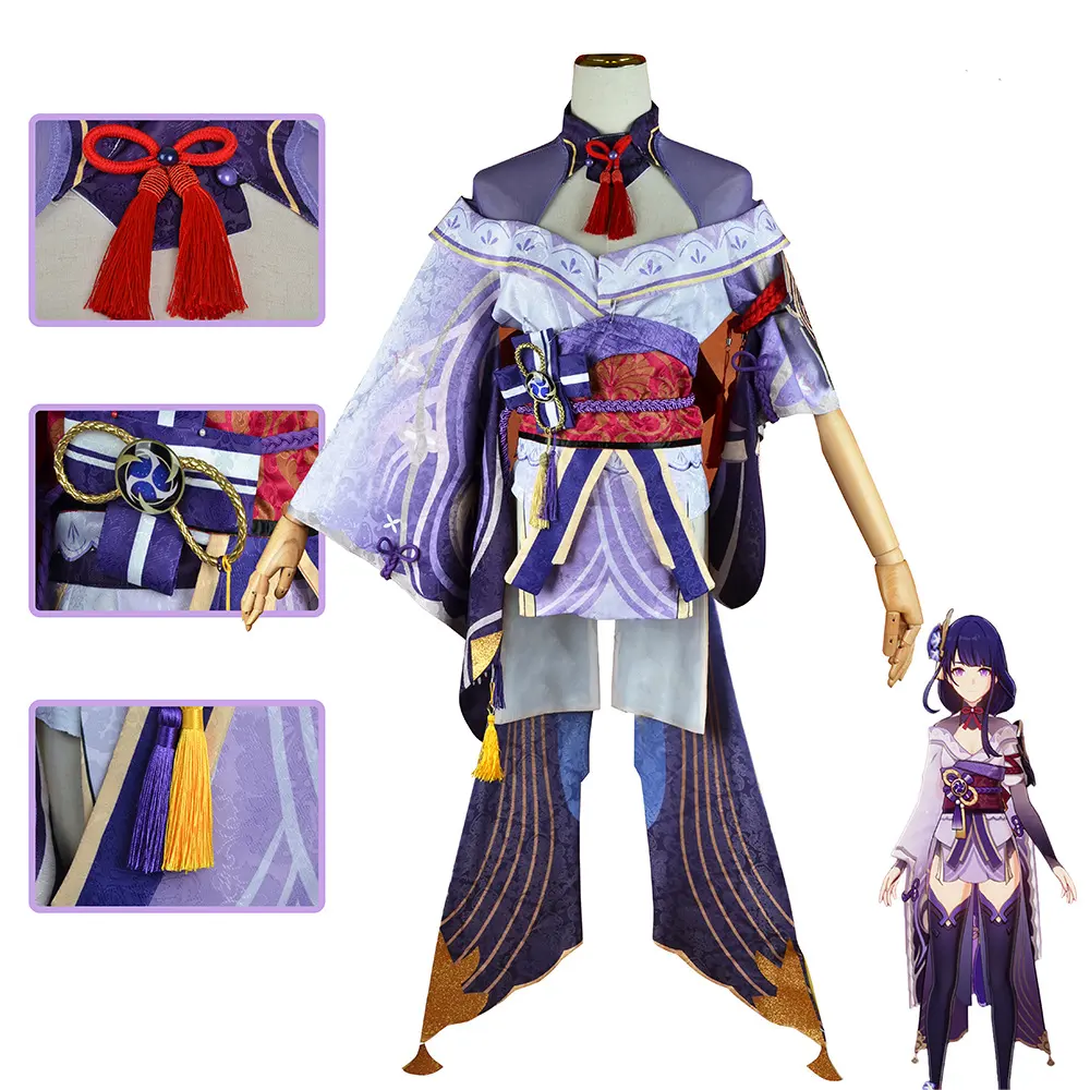 High Quality Game Genshin Impact Costume Beelzebul Halloween Clothes Raiden Shogun Dress Cosplay Costume