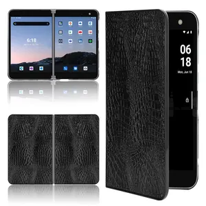 For Microsoft Surface Duo 8.1" Case Pattern Croco PU Leather and PC Book Cover For Microsoft Surface Duo Phone Case 8.1 inch