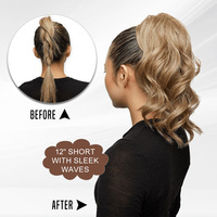 Extensions de cheveux synthétiques Julianna Wholesale Short 12 pouces Ciel Kanekalon Futura lisses et ondulées, queue de cheval à cordon