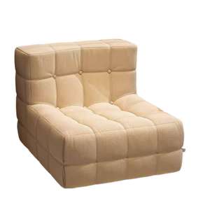 Fauteuil pouf en velours côtelé, design carré capitonné, style mid-century modern, pour salon, fauteuil individuel avec rembourrage en éponge douce - Product Image 5