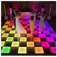 12 aimants portables RGB Pista De Baile LED, sol LED sans fil DMX, miroir 3D portable pour piste de danse LED pour mariage