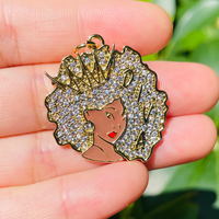 Afro Queen Diva Charm Pendant Fashion Bling Shoe Jewelry Accessory Metal Decoration with Alloy Buckle for Women