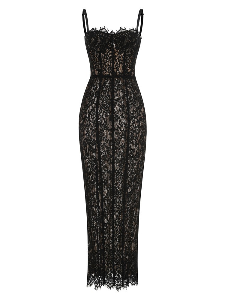 Long Black Form Fitting Dress - Elegant Women's Fashion