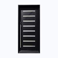Porte d'entrée principale en fer de style moderne en verre inoxydable avec filet en fibre de verre pour l'extérieur de la villa.