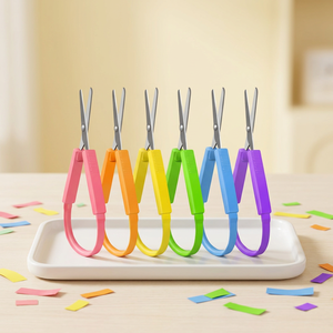 Ciseaux multi-usages à prix de gros, lame en acier inoxydable, poignée en plastique souple, couleurs arc-en-ciel, outils de découpe DIY - Product Image 3