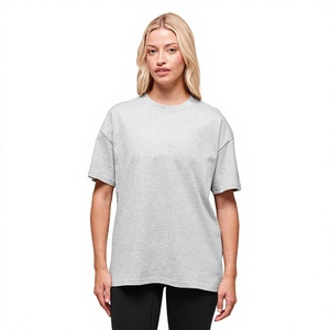 T-shirt gris à col rond et manches courtes pour femme, coupe ample, couleur unie, haut décontracté en jersey, à porter en toutes saisons - Product Image 4