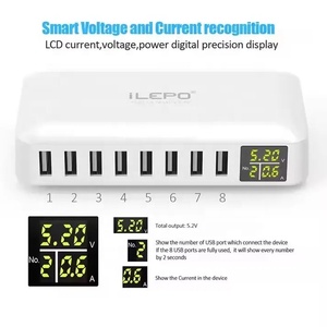 Venta al por mayor OEM personalizado 40W <span class=keywords><strong>Multi</strong></span> USB cargador 8 puertos adaptador de cargador de teléfono móvil LVD pantalla Muti función Usb cargador de teléfono - Product Image 2