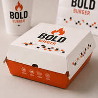 Fabricant de contenants jetables en carton pour emballages alimentaires personnalisés avec logo pour hamburgers, ailes de poulet, frites, pour les marques de livraison à emporter