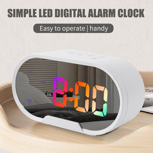 Réveil électronique LED portable EMAF avec double miroir, décoration <span class=keywords><strong>de</strong></span> chambre, transformation numérique RGB, chargeur et lumière LED - Product Image 4