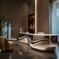 Comptoir de bar incurvé en acier inoxydable haut de gamme, multifonctionnel pour villa, salon commercial, hôtel