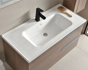 Meuble de salle de bain suspendu mural de qualité supérieure avec vasque profonde, miroir LED et design personnalisé - Product Image 3