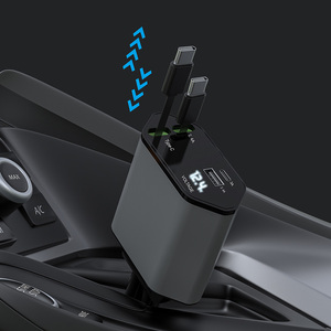 Bán Buôn 4 Trong 1 USB-C LED 120W Có Thể Thu Vào Xe Sạc Loại C Nhanh Xe Sạc Adapter Cho Iphone Để <span class=keywords><strong>Android</strong></span> - Product Image 2