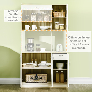 HOMCOM-Armario de cocina de 4 puertas con 3 armarios, cajón y tablero de aglomerado, 102x48x180 cm - Product Image 5