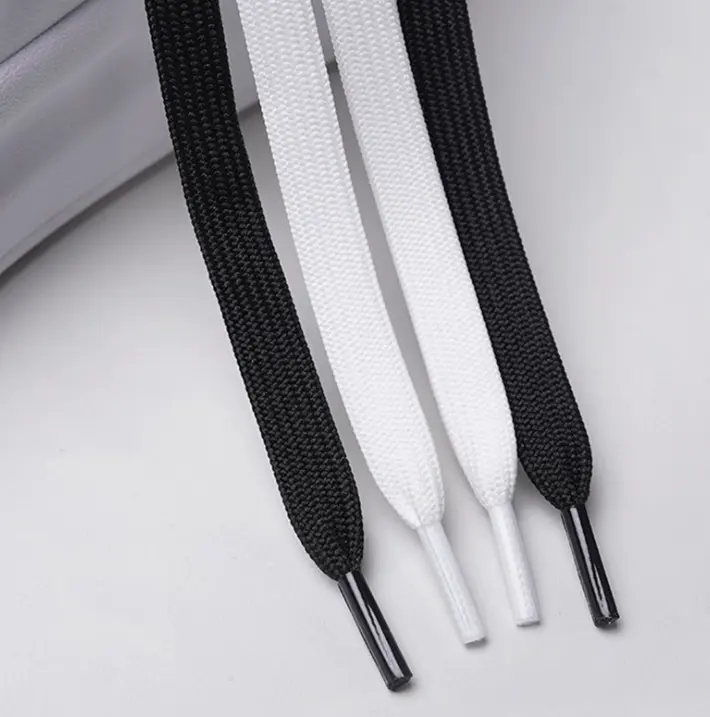1cm double layer black white leisure sports flat small white shoes polyester laces