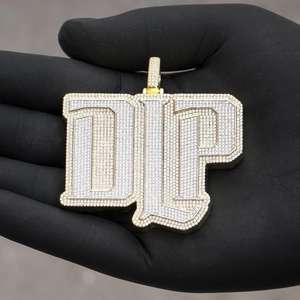 Colgante de Letra OPE de Moissanita Iced Out de Plata de Ley 925 Chapado en Oro de 12 Quilates con Engaste Baguette, Joyería Unisex de Lujo Estilo Hip Hop - Product Image 3