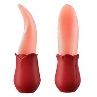 USB-betriebene realistische leckende Zunge Rose Vibrator 10 Geschwindigkeiten Nippel & Klitoris Stimulation Sexspielzeug für Frauen & Paare