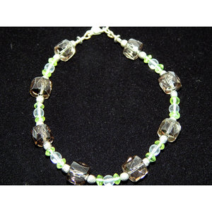 925 al quarzo fumoso, peridoto, ematite e spinello bianco in argento Sterling - Product Image 1