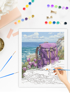 Pour CHENISTORY <span class=keywords><strong>violet</strong></span> sac à dos bricolage peinture par numéros Kits pour adultes paysage peinture acrylique sur toile pour la décoration intérieure - Product Image 4