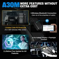 Escáner de Diagnóstico Automotriz OBD2 para A30M con Lector de Códigos y Soporte para Luz de Verificación del Motor para Android/iOS (3 Años de Garantía)