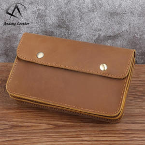 Sac banane en cuir de vachette Andong pour hommes et garçons, sacoche de taille en cuir Crazy Horse, pochette portable pour téléphone, portefeuille rétro, sac à main d'extérieur pour homme - Product Image 1