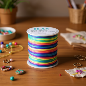 Cordón de macramé Ilan de 2.5 mm, 50 m, teñido arcoíris, retorcido, de rayón y nailon, redondo, para bolsos, estilo bohemio - Product Image 2
