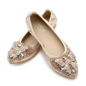 sh11019a Bling bling ladies flats shoes bendable shoes for women new styles
