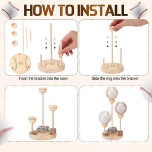 Cross-border wooden multi-layer baseball display rack, baseball collection base rack, <b>desktop</b> bracelet and ring stacking - Product Image 4