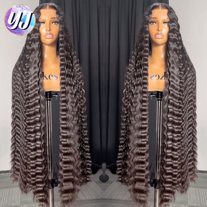 250 密度 13x4 真人发蕾丝假发 原生巴西发 40 英寸卷发深波浪无胶假发 13x6 高清蕾丝假发 - Product Image 2