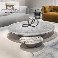 BLAINE Table basse moderne de luxe avec cadre en acier inoxydable Table centrale en verre cristal acrylique convertible pour salon