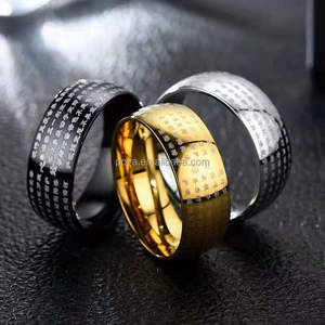 POYA joyería grabado chino budista corazón Sutra grabado budista 8mm anillo <span class=keywords><strong>budismo</strong></span> bandas amuleto joyería para hombres - Product Image 2