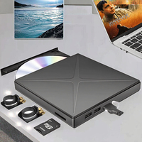Unidad de CD/DVD RW Portátil USB 3.0/Tipo-C, Reproductor de DVD, Grabadora de CD ROM, Unidad Óptica Externa, Ranuras para Tarjetas TF/SD, Tipo Bandeja